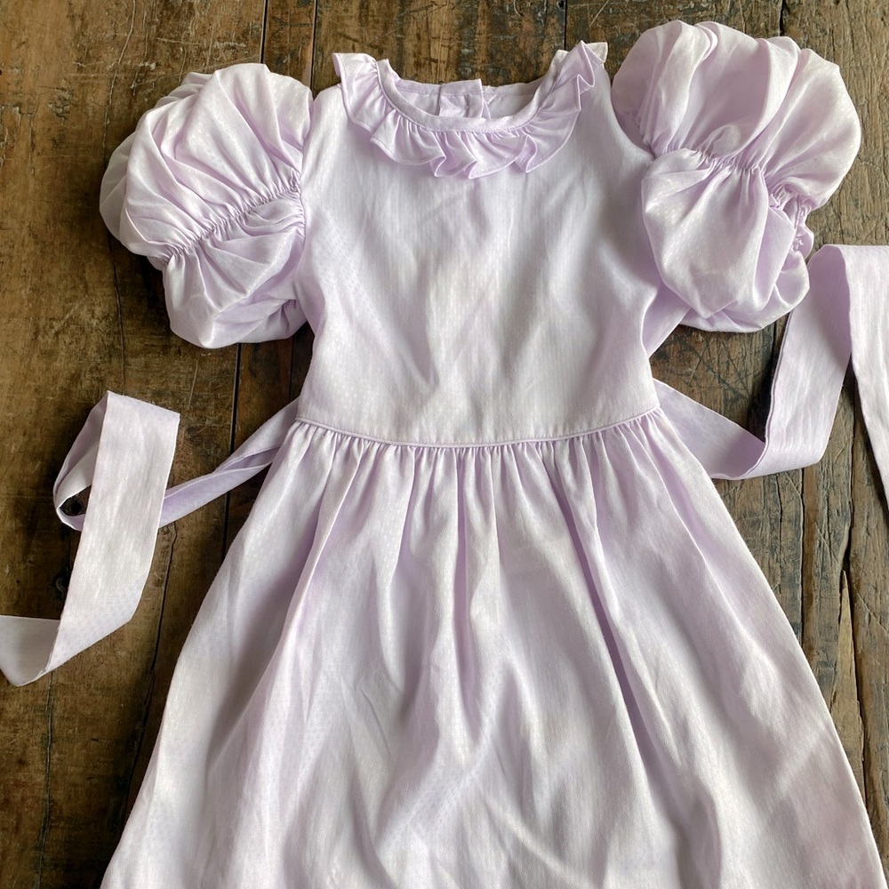 Yves Saint Laurent VINTAGE lilac Dress with Puff Sleeves, buttons and bows